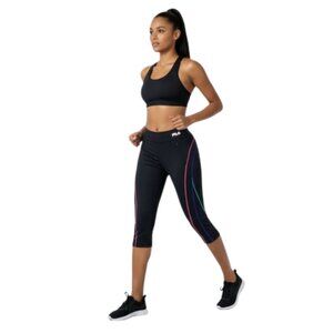 2 for $20 FILA Sport Performance Cropped Leggings Black Color Pop Pattern Small